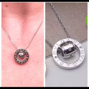 Bulgari 14k white gold circle necklace